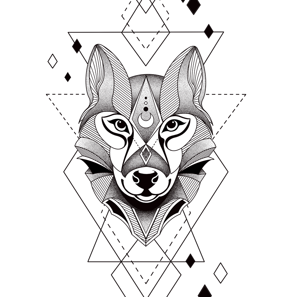 Création graphique - animal totem - illustration - loup