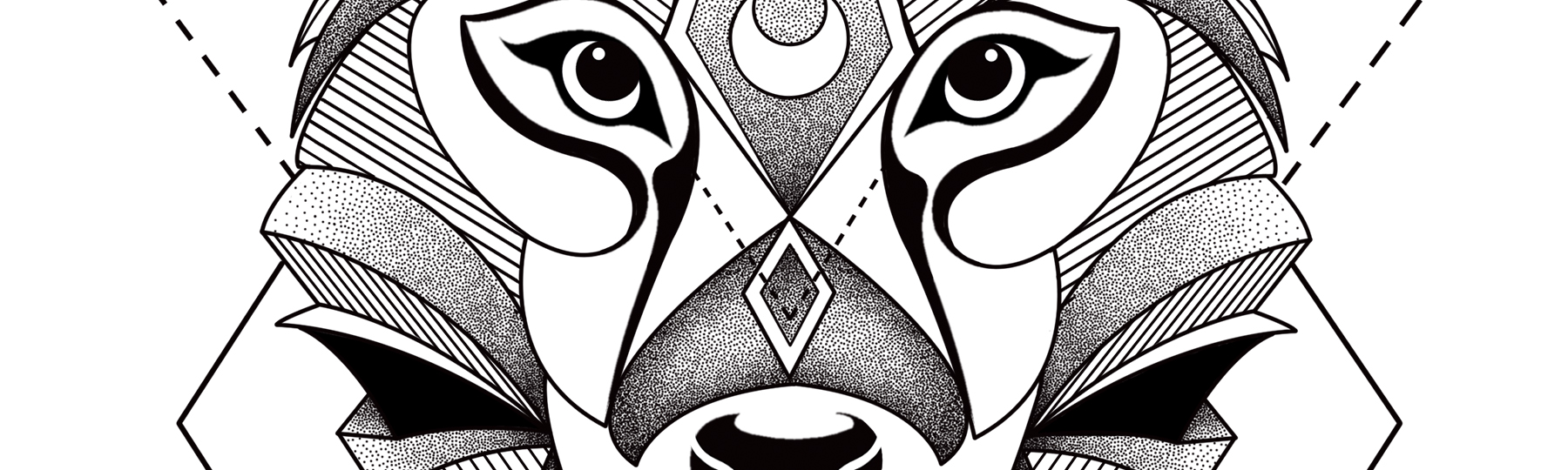 Illustration graphique animal totem, loup